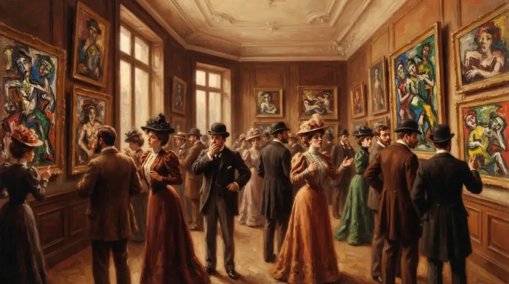 Recriação estilizada da Exposição de Pintura Moderna de Anita Malfatti em 1917