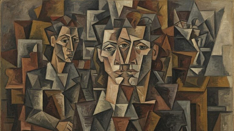 Ilustração em estilo cubista inspirada nas obras de Picasso